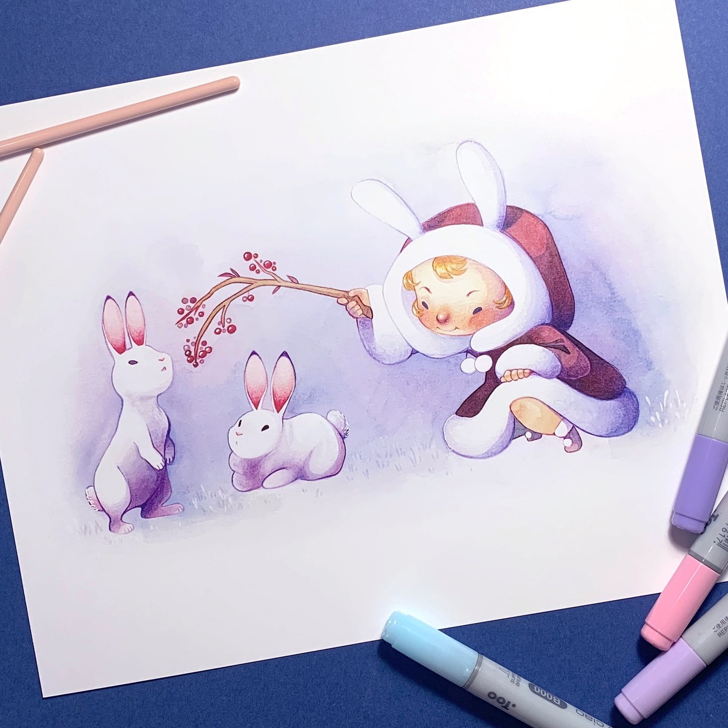 Winter Bunny 8 x 10" Art Print